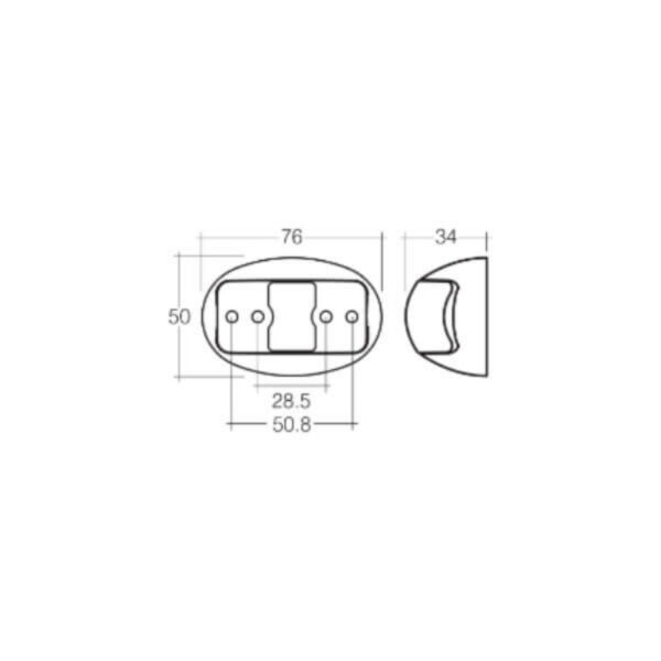 Narva 91605 9-33V Red/Amber LED Side Marker Lamp with Oval Deflector Base