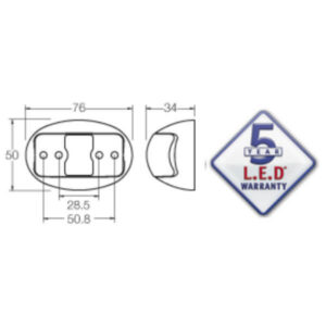 Narva 91605 9-33V Red/Amber LED Side Marker Lamp with Oval Deflector Base