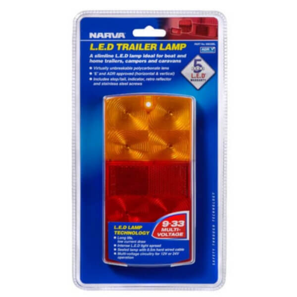 Narva 93632Bl 9-33V LED Slimline Rear Stop/Tail & Direction Indicator Lamp w/ Retro Reflector