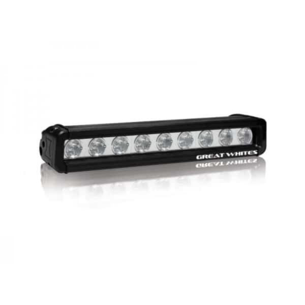 "9x5W Great White LED Driving Light Bar - 10 Deg Optics, Low Mount, 9-32V DC"