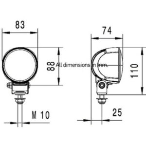 "Hella Module 70 LED Gen 4 Work Lamp: Close Range 9-33Vdc"