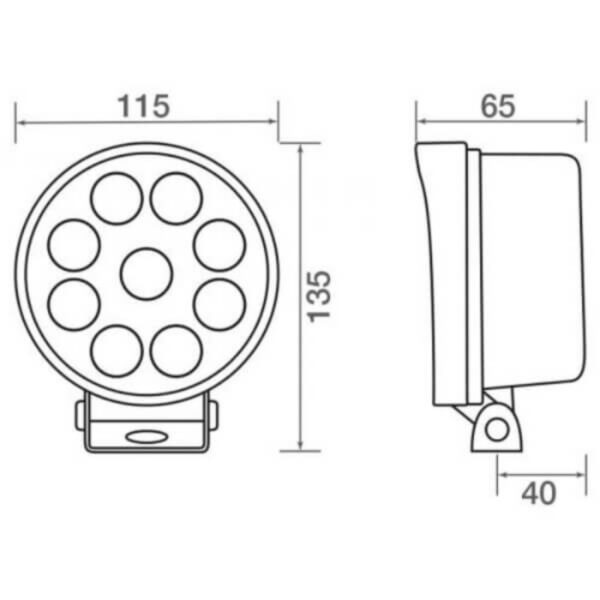 "27W LED Round Work Lamp - 60° Wide Flood Beam | Venta Txl9527 9"