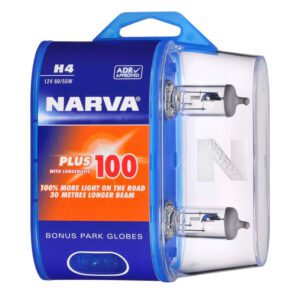 Narva 48872BL2 H4 12V 60/55W Plus 100 Longer Life Halogen Headlight Globes
