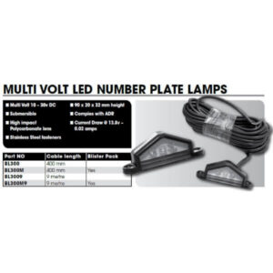 Brite Tech Number Plate Light Black Body  Multi Volt