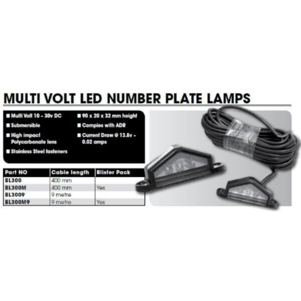 Brite Tech Number Plate Light Black Body  Multi Volt