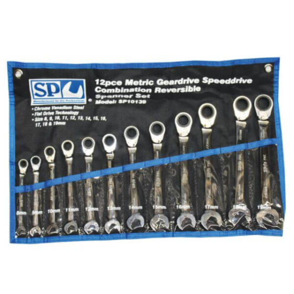 "12Pc Reversible Speed Drive Combination Gear Drive Spanner Set | SP Tools | Professional Quality"