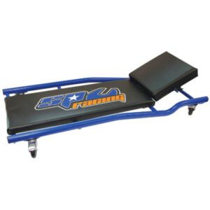SP Tools Mechanics Creeper with Adjustable Head Rest - Heavy Duty, Durable Steel Frame, Comfortable Extra Padded Seat, Large Carrying Capacity, Non-slip Wheels.