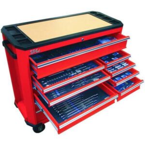 Sp Tools Sp50740 360Pc Deluxe Metric/Sae Tool Kit In Nitro Red Concept Series Roller Cabinet