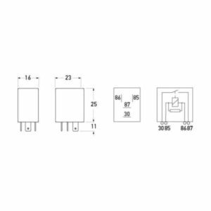 "Hella 12V 4 Pin 20A Resistor Micro Relay - Normally Open"