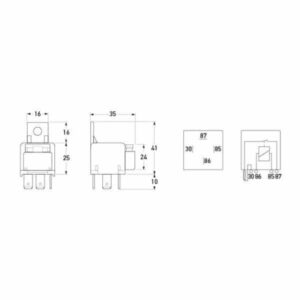 "Hella 12V 25A 4 Pin Fused Mini Relay - Normally Open"