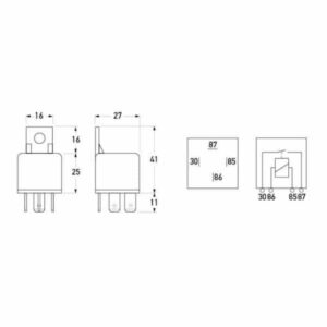 "Hella 12V 30A 4 Pin Normally Open Mini Relay - Reliable & Durable"