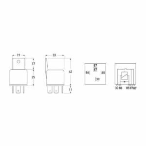 "Hella 12V 40A 5 Pin Mini Relay with Diode - Normally Open"