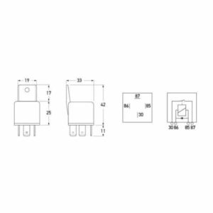 "Hella 12V 4 Pin 40A Mini Relay with Diode - Normally Open"