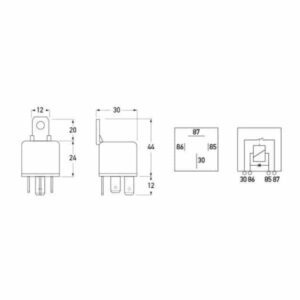 "Hella 12V 50A 4 Pin Mini Relay with Diode - Normally Open"