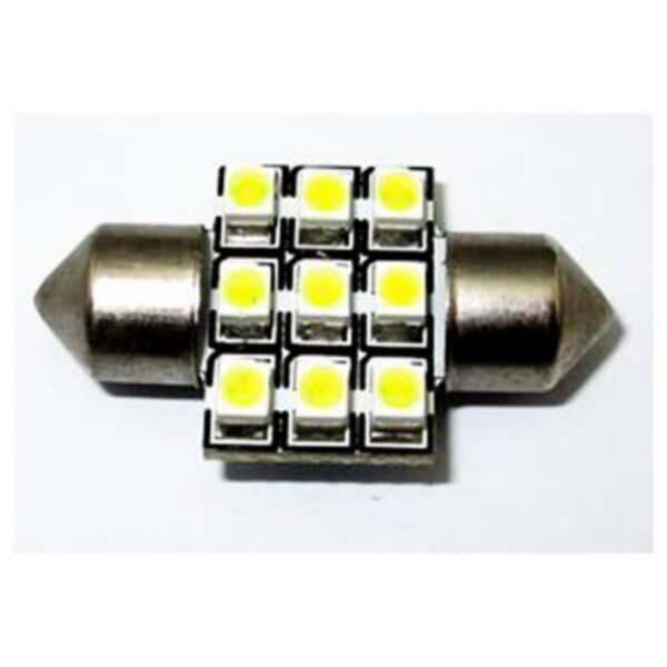 "9Pcs White 3528SMD Capital Civic LED 31mm Festoon - Brighten Up Your Home!"