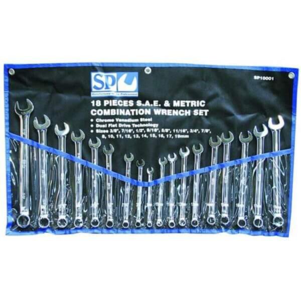 Sp Tools Sp10001 18Pc Metric/Sae Combination Spanner Set