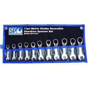 "11Pc Stubby Metric 15O Offset Reversible Gear Drive Spanner Set - SP Tools SP10131"