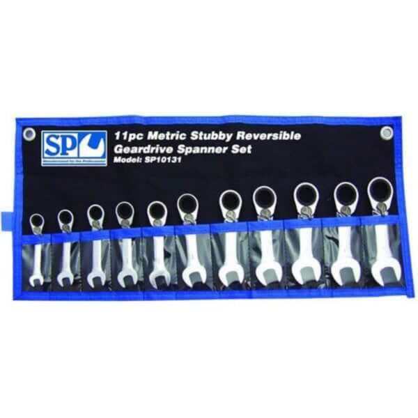 "11Pc Stubby Metric 15O Offset Reversible Gear Drive Spanner Set - SP Tools SP10131"
