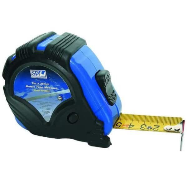 Sp Tools Metric Tape Measure With Blue & Black Plastic Case 8M X 25mm