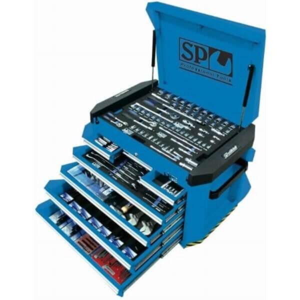 Sp Tools Sp50142 302Pc Metric Tool Kit In Blue 7 Drawer Concept Tool Box.
