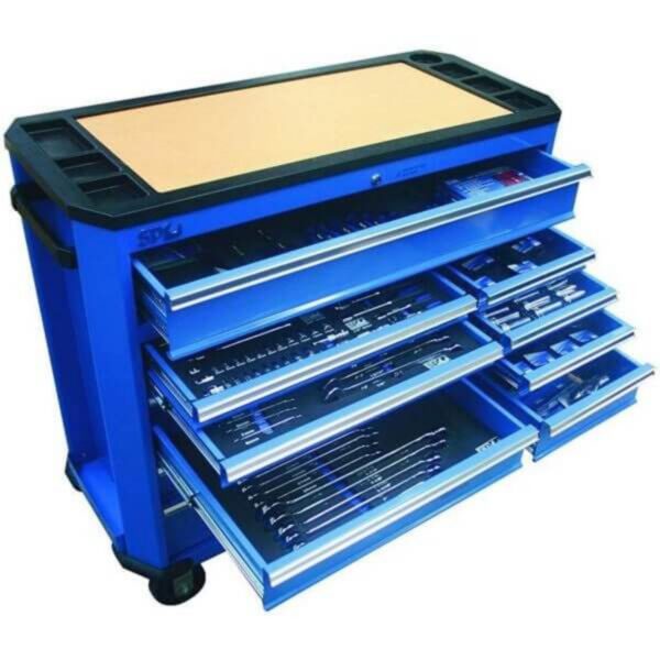 Sp Tools Sp50742 360Pc Deluxe Metric/Sae Tool Kit In Hyper Blue Concept Series Roller Cabinet