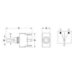 "Hella On-Off-On Metal Shaft Toggle Switch - Durable & Reliable"