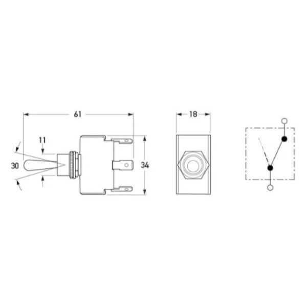 "Hella Toggle Switch Off-On Metal Shaft: Durable, Reliable On/Off Switch"