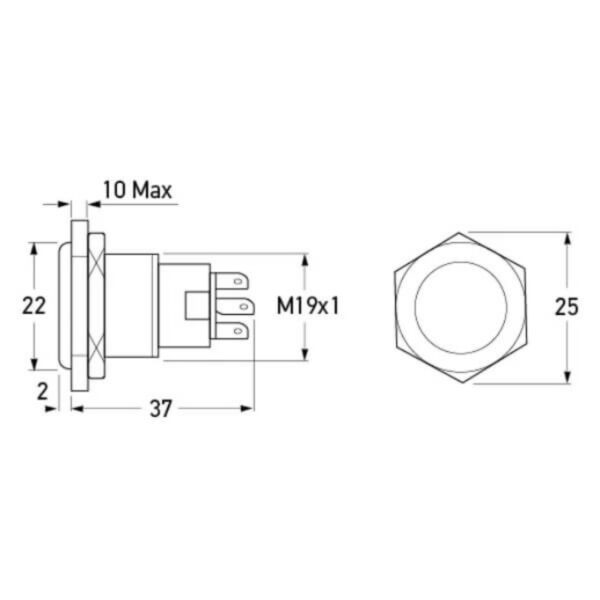 "Hella Push Switch Off-On Latching Stainless Steel LED Ring - Buy Now!"