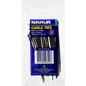 "25 Pack of Durable Narva 2.5 x 100mm Cable Ties - Secure Your Cables Now!"
