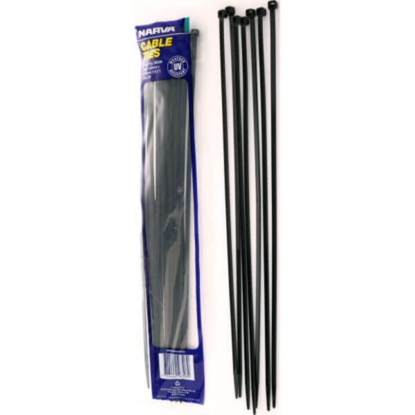 "25 Pack of Durable Narva 4.8 x 370mm Cable Ties - Secure Your Cables Now!"