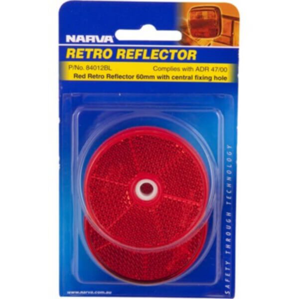 "Narva 84012Bl Clear Retro Reflector 60mm Diameter with Central Fixing Hole"