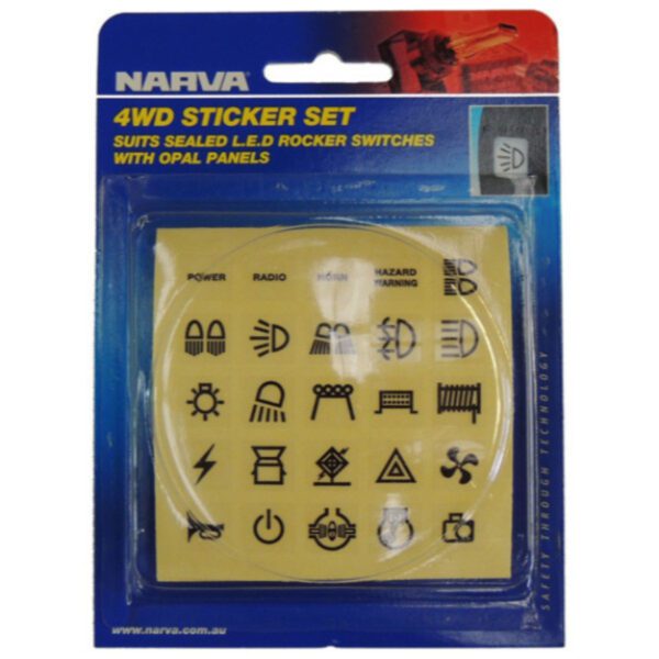 "4WD Narva Black Switch Decal Set - 63176BL - Enhance Your Vehicle's Look"
