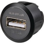 "Heavy-duty Mini Flush Mount USB Socket - Narva 81100BL"