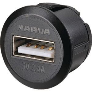 "Heavy-duty Mini Flush Mount USB Socket - Narva 81100BL"