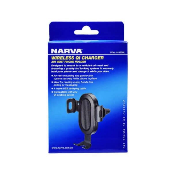 Narva 81124BL Wireless Charging Suction Mount Phone Holder: Fast, Secure Phone Mount with Wireless Charging Capability