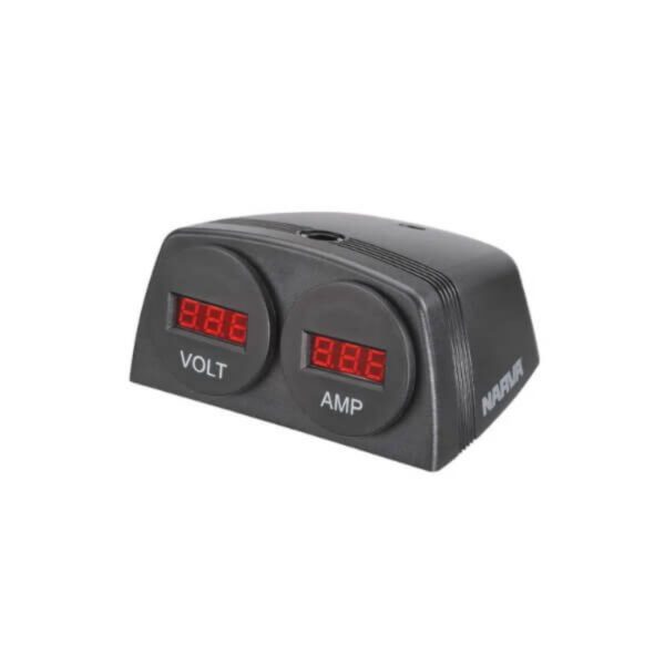 "Heavy-Duty 12/24V DC LED Volt & Amp Meters - Narva 81178BL Surface Mount"