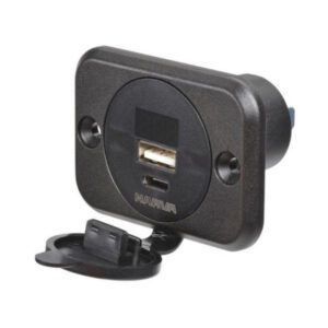 "Heavy-Duty USB/USB-C Socket with Volt/Amp Meter - Narva 81106BL"