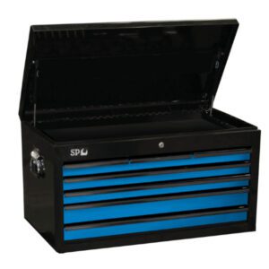 "SP Tools SP40121 Sumo Series Tool Box - 7 Drawer - Black/Blue Drawers - Durable & Secure Storage Solution"